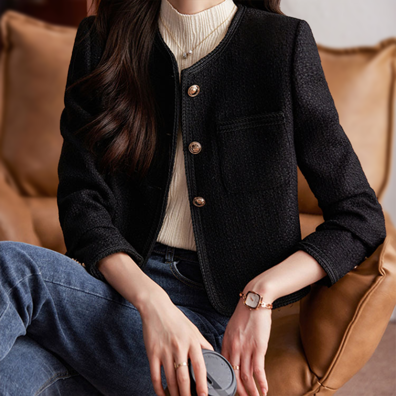 Levoire | Manteau Court Moderne Pour Femme Noir Perle
