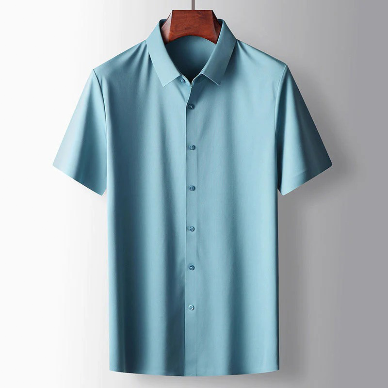 Levoire | Comfortable Short Sleeve Shirt With Button Placket Bleu clair