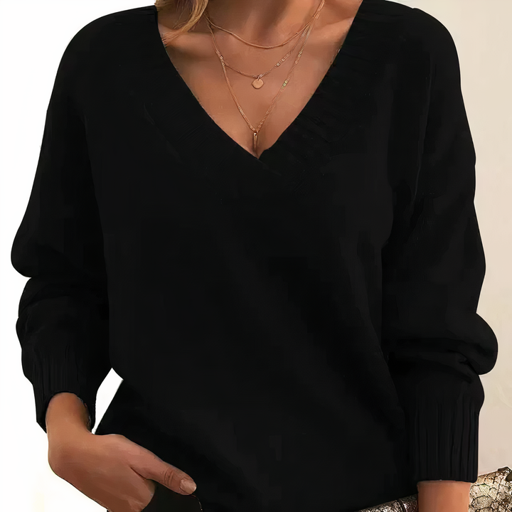 Levoire | Décolleté En V Profond Pull Raffinement De La Féminité Noir