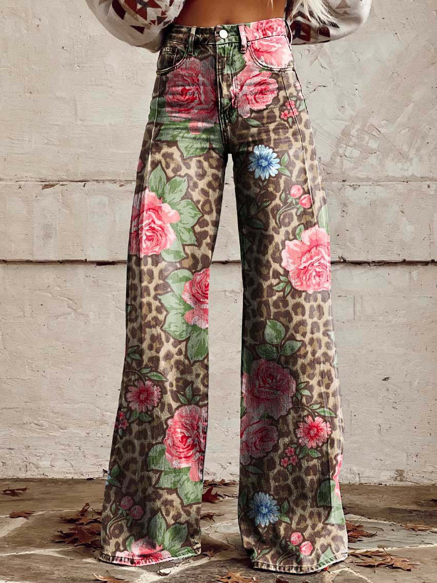 Levoire | Jean Vintage Pour Femmes Rosa & Léopard