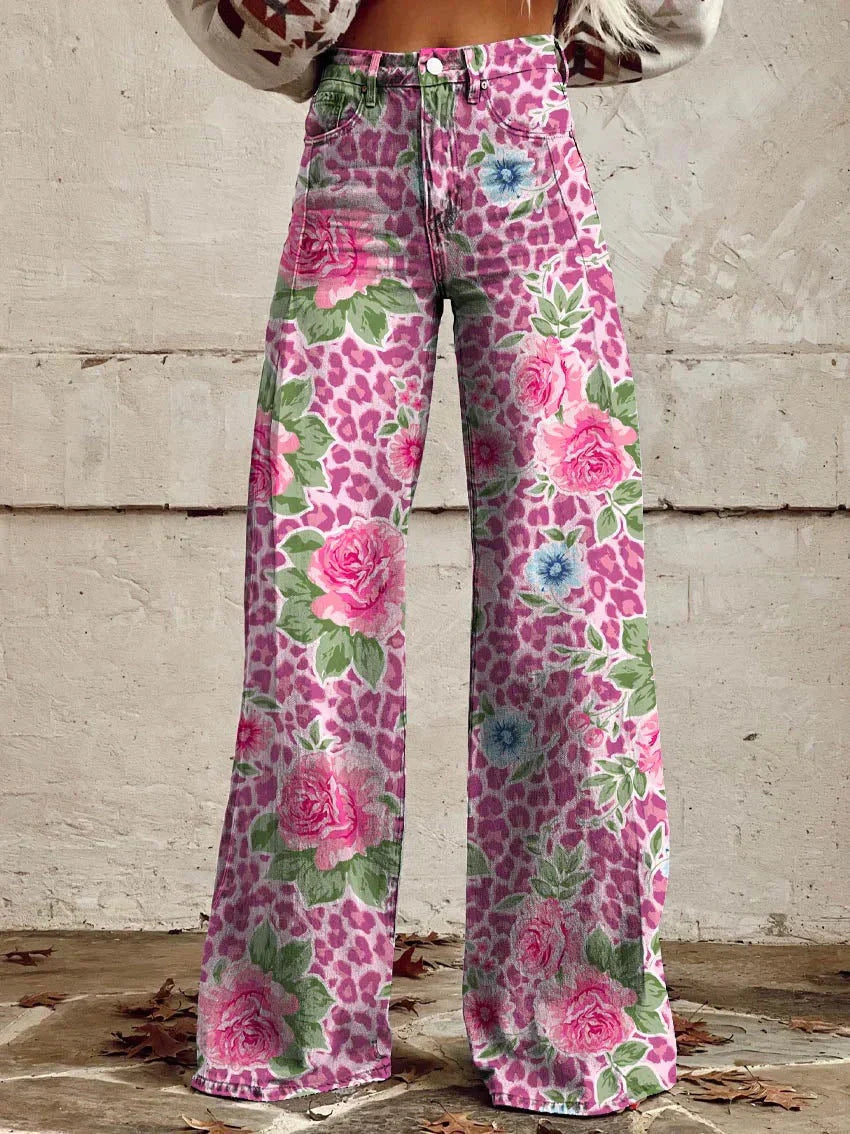 Levoire | Pantalon Ample Coloré Pour Femme Fleur rose