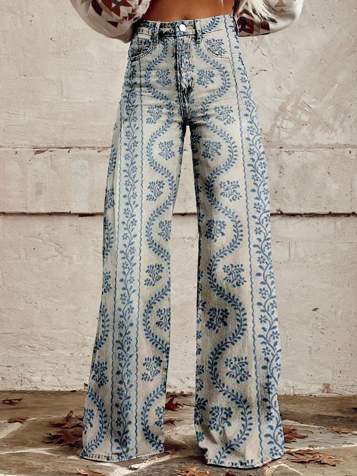 Levoire | Pantalon Ample Coloré Pour Femme Motifs bleus