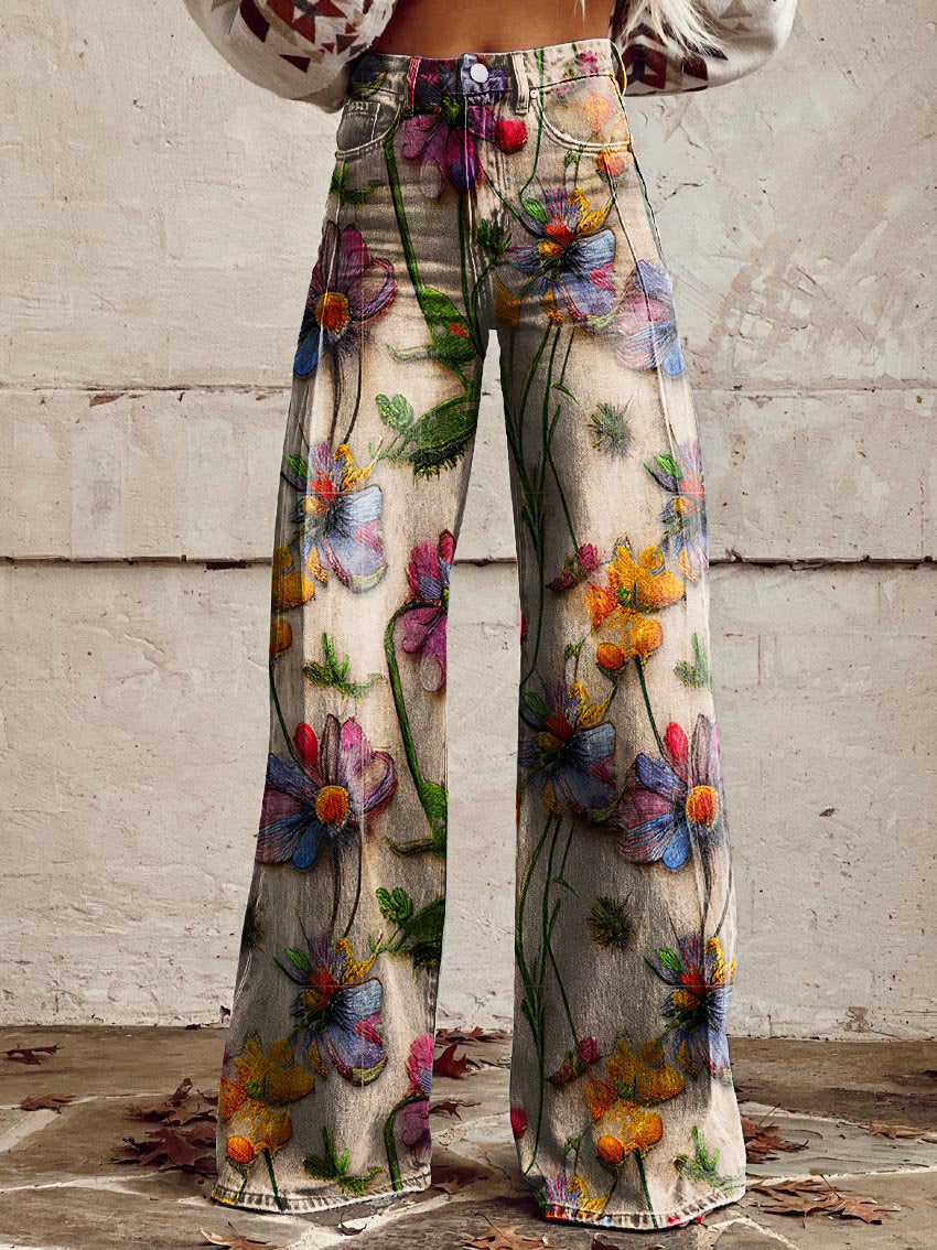 Levoire | Pantalon Ample Coloré Pour Femme Fleurs
