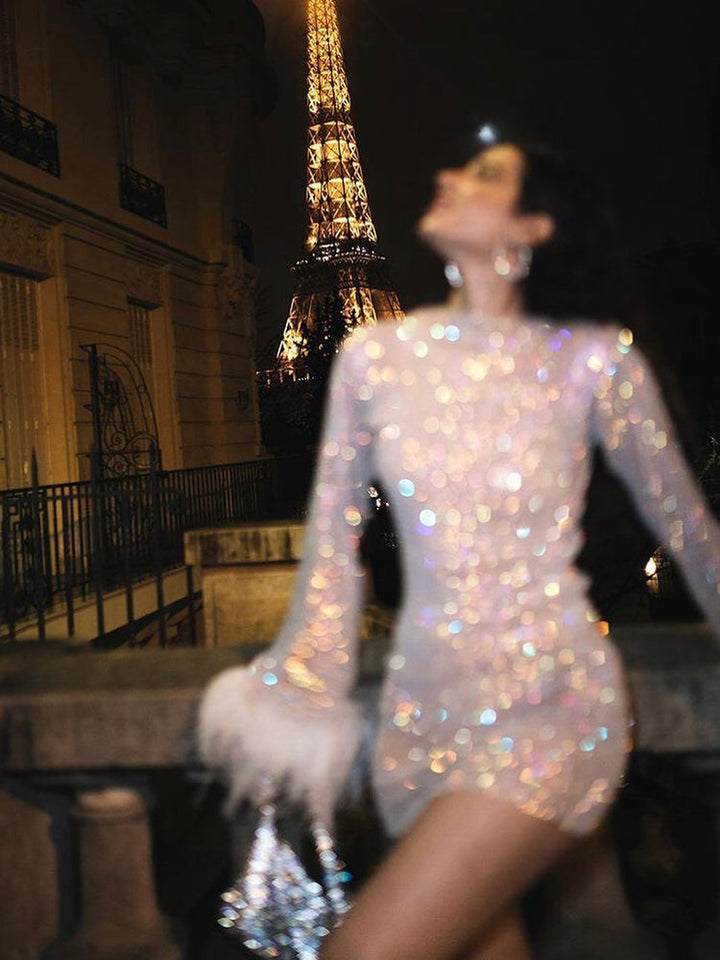 Levoire | Robe De Fête Transparente Avec Plumes