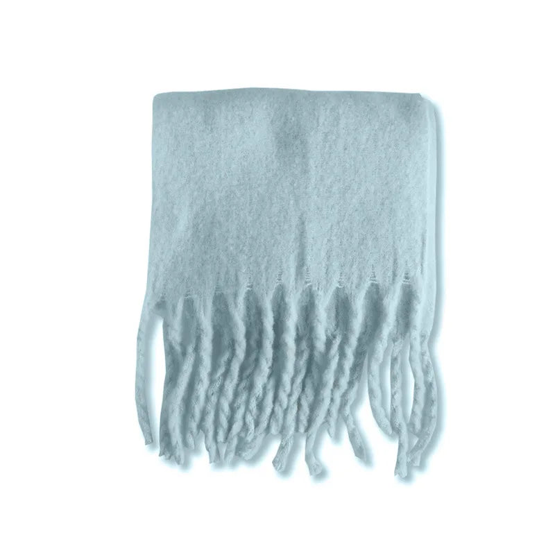 Levoire | Écharpe De Luxe En Cachemire Pour Femme Avec Franges Hellblau