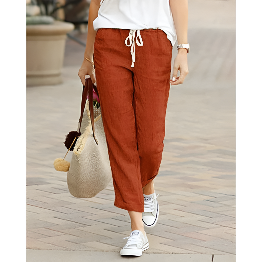 Levoire | Pantalon En Coton Lin Pour Femmes Coupe Décontractée Rot