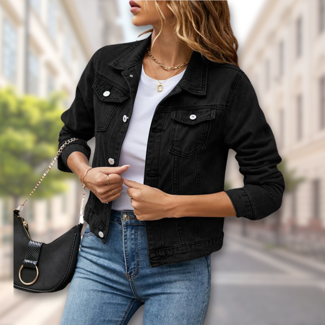 Levoire | Veste en denim à manches longues Klappilaukku Noir