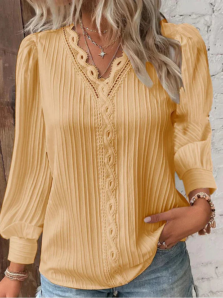 Levoire | Blouse Légère À Détails En Dentelle Jaune