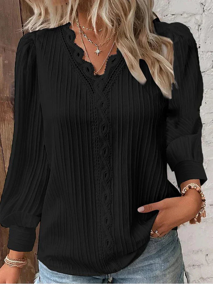 Levoire | Blouse Légère À Détails En Dentelle Noir