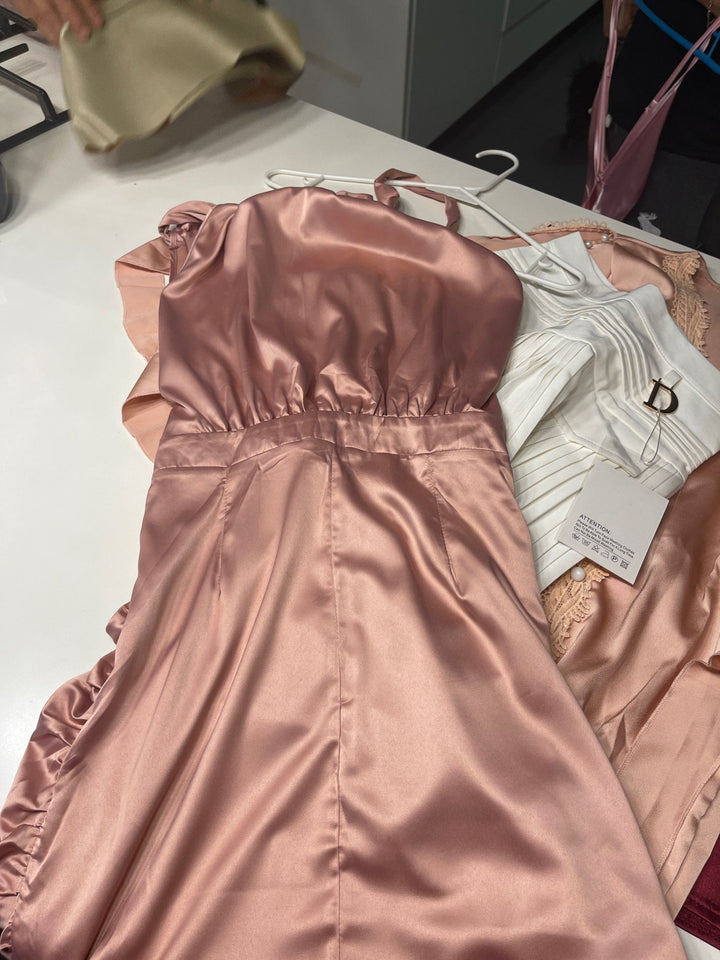 Levoire | Satin Sans Bretelles Ruban Froncé Robes Mini