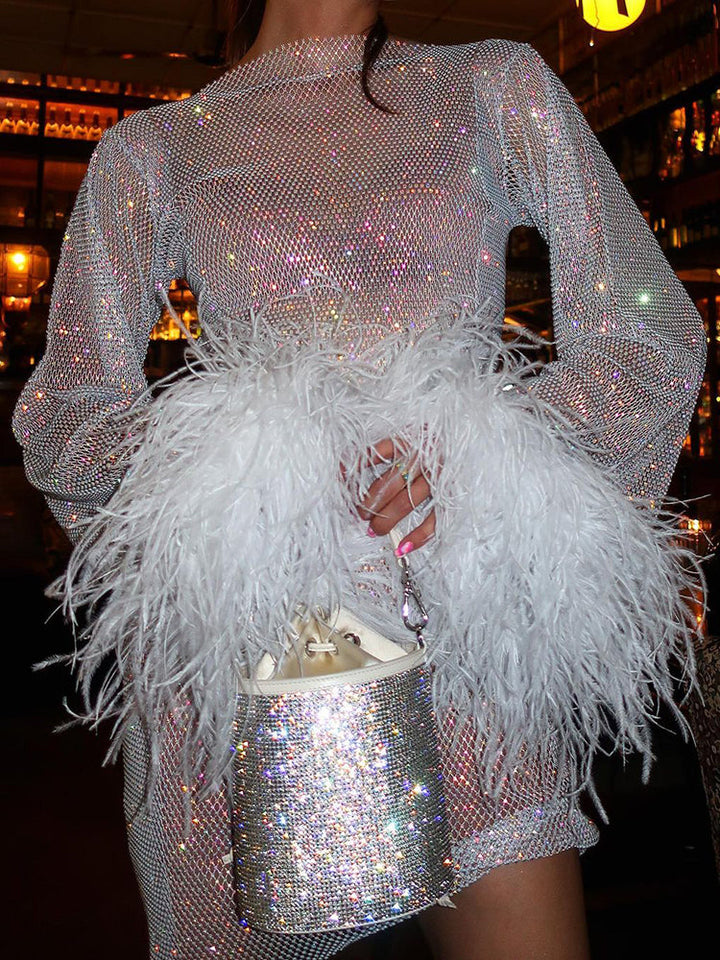 Levoire | Robe De Fête Transparente Avec Plumes