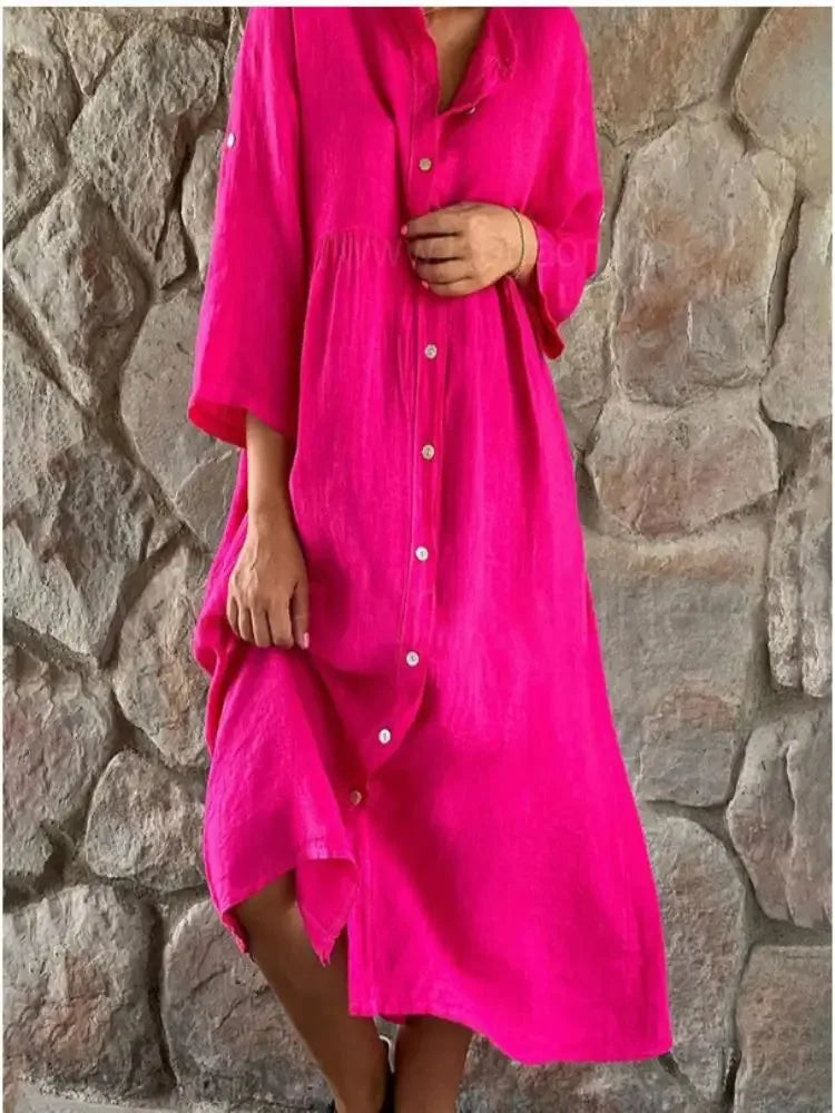 Levoire | Robe Chemise À Coupe Locker En Lin Rose