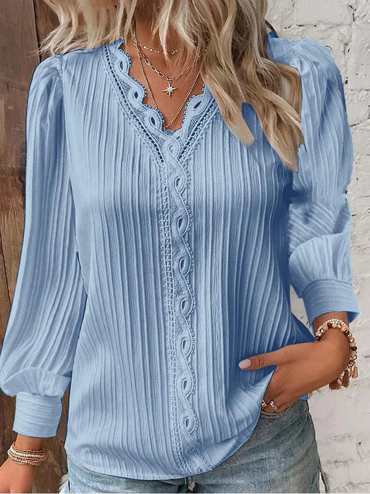 Levoire | Blouse Légère À Détails En Dentelle Bleu