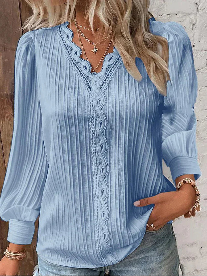 Levoire | Blouse Légère À Détails En Dentelle Bleu