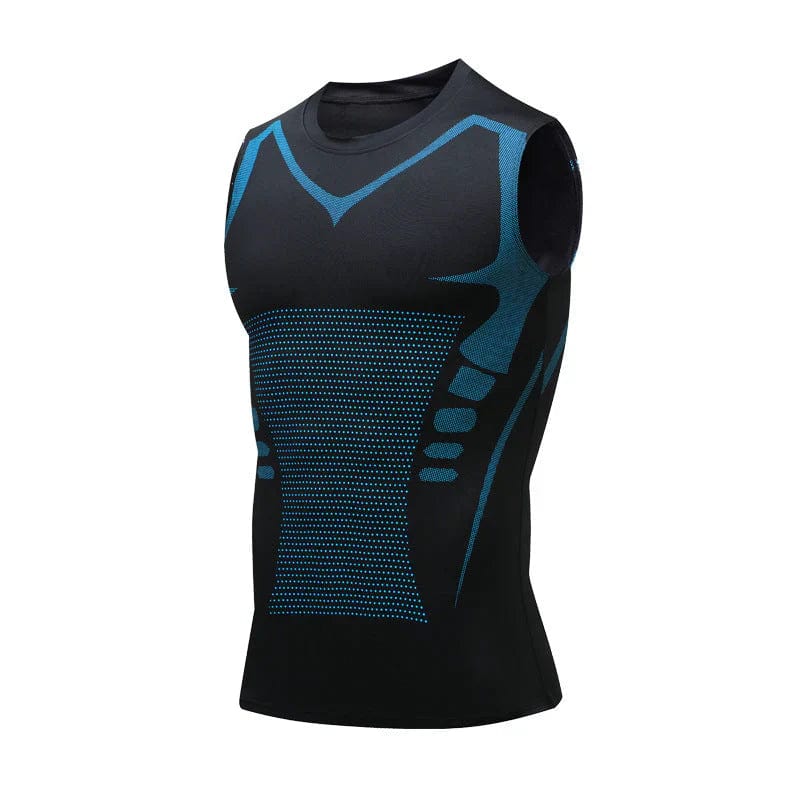 Levoire | Hommes Sans Manches Ajusté Shapewear Gilet Débardeur Noir-Bleu