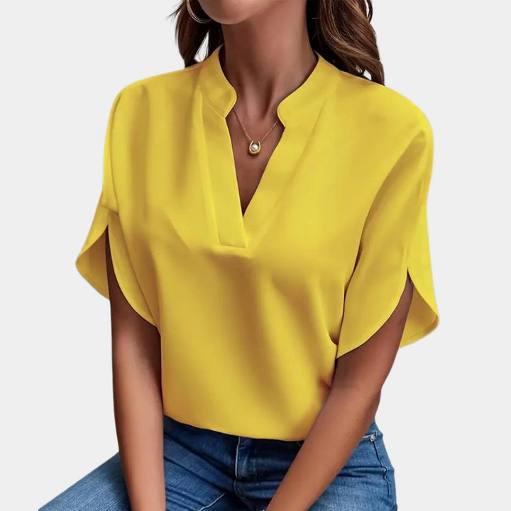 Levoire | Élégante Blouse À Décolleté En V Jaune