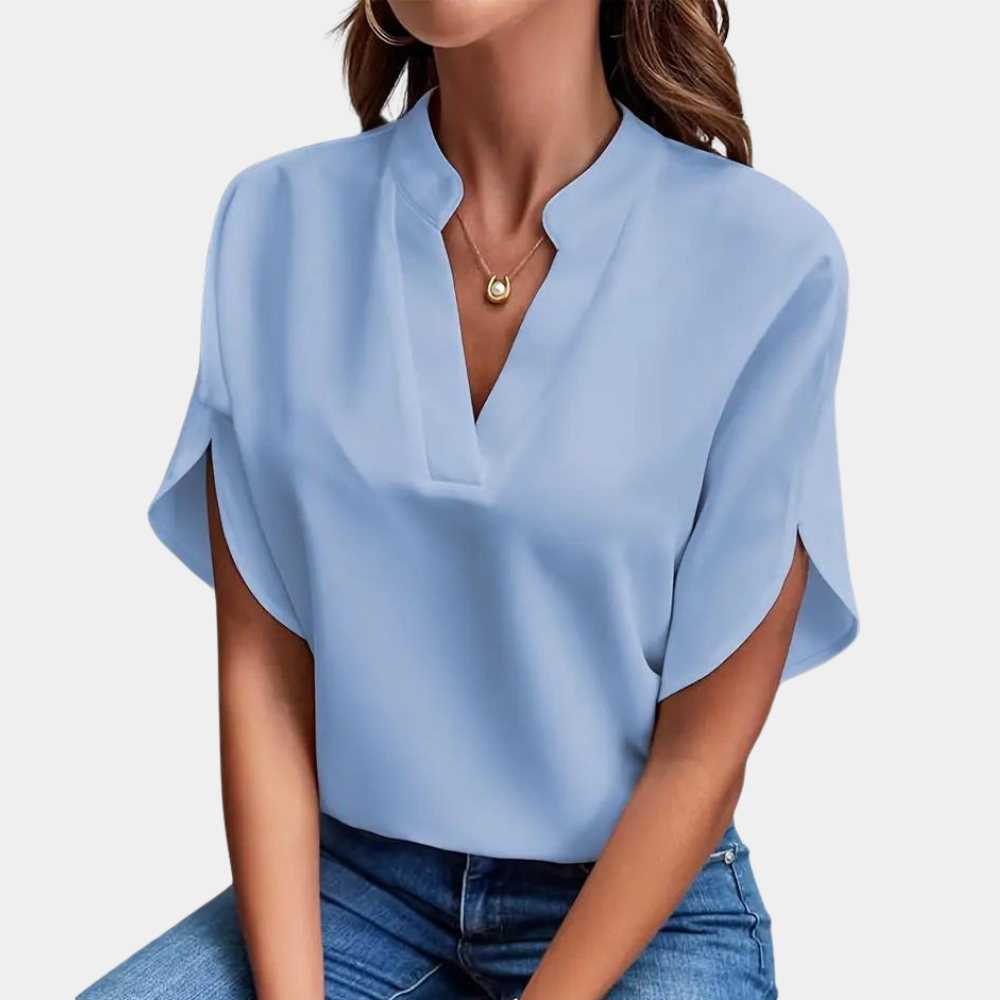 Levoire | Élégante Blouse À Décolleté En V Bleu ciel