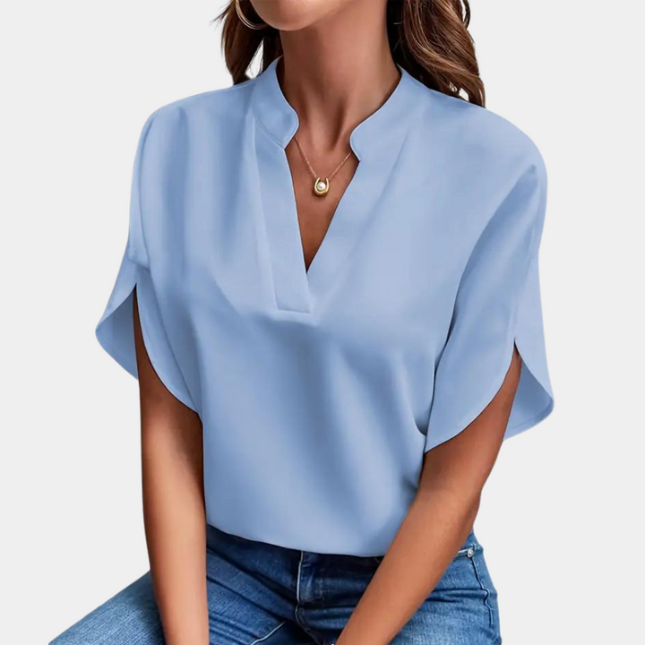 Levoire | Élégante Blouse À Décolleté En V Bleu ciel