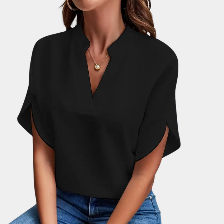 Levoire | Élégante Blouse À Décolleté En V Noir