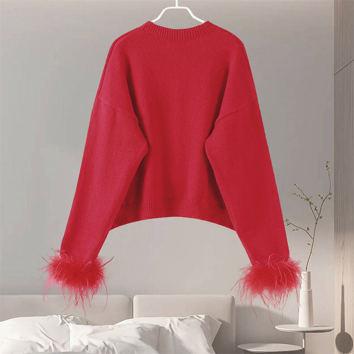Levoire | Veste En Tricot Élégante Avec Accent Plume