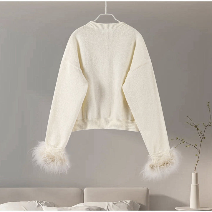 Levoire | Veste En Tricot Élégante Avec Accent Plume