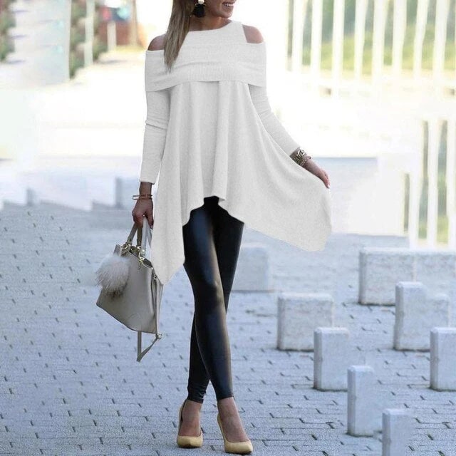 Levoire | Élégante Tunique Off Shoulder Pour Dames Blanc