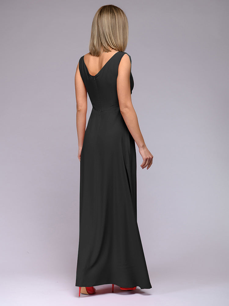 Levoire | Robe Maxi Élégante Avec Décolleté En V Profond Et Fente