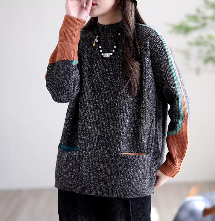 Levoire | Confortable Long Pull Avec Poches Chaleureux & Élégant Gris foncé