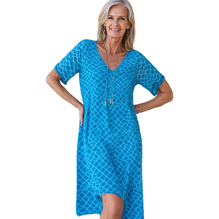Levoire | Robe Décontractée V-Encolure Bleu