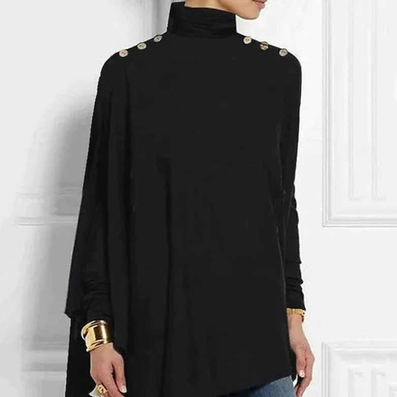Levoire | Haut Asymétrique Élégant Avec Boutons Noir