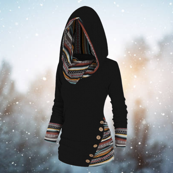 Levoire | à capuche tribal décontracté Ella Noir