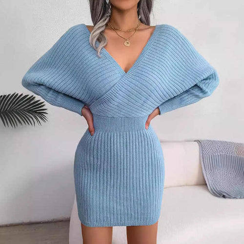 Levoire | Robe Pull Côtelée Élégante Avec Décolleté En V