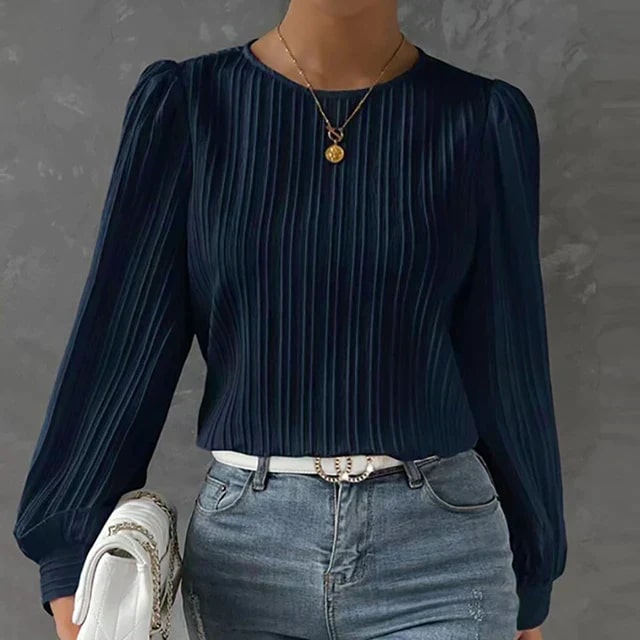 Levoire | Élégante Blouse Plissée Pour Femmes Bleu foncé
