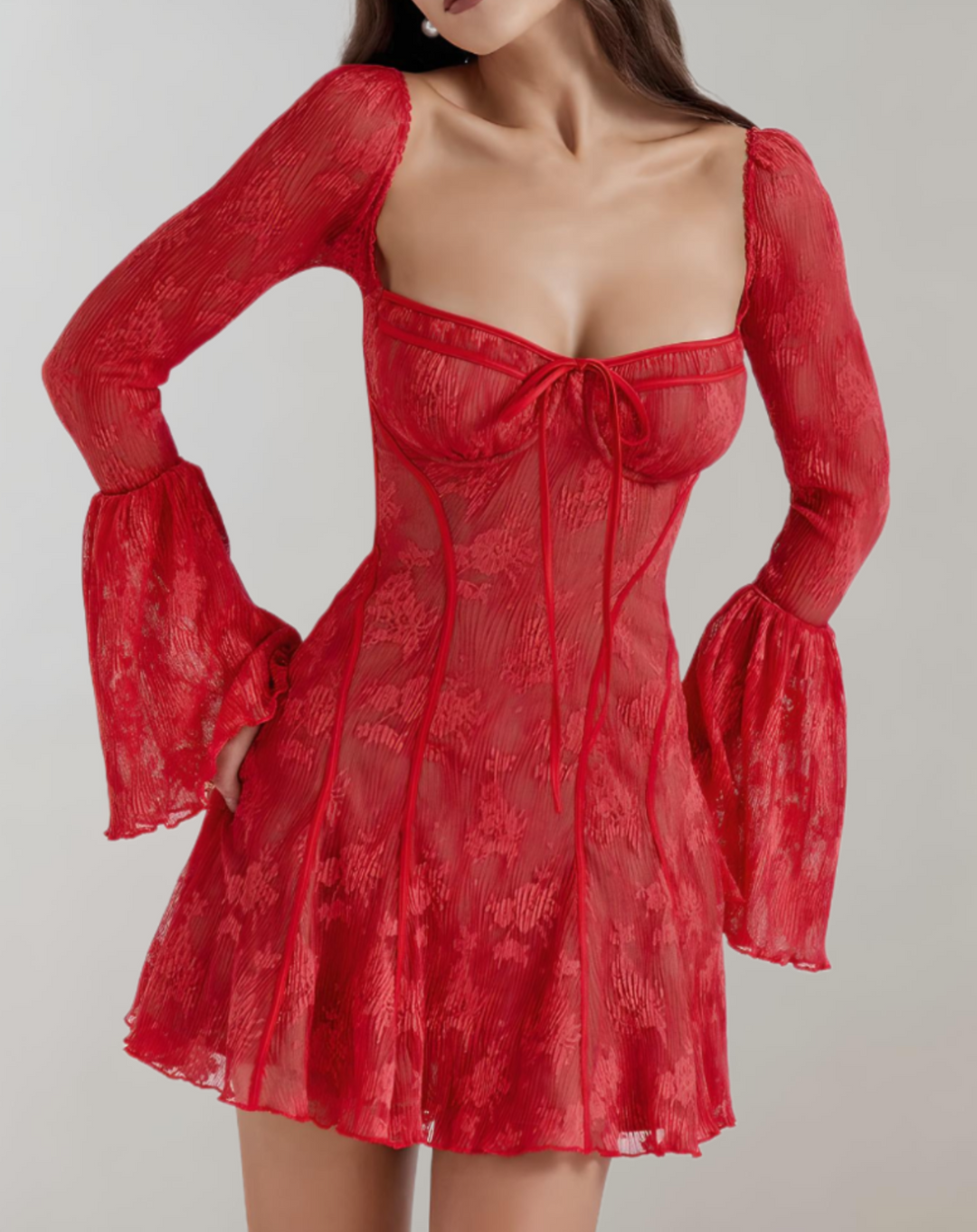 Levoire | Robe Femme Avec Une Ambiance En Dentelle Rot