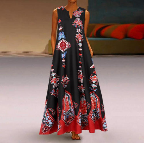 Levoire | Robe Maxi Bohémienne Avec Impression Unique