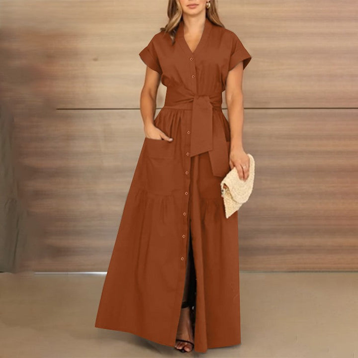 Levoire | Robe Maxi Élégante Avec Ceinture Orange