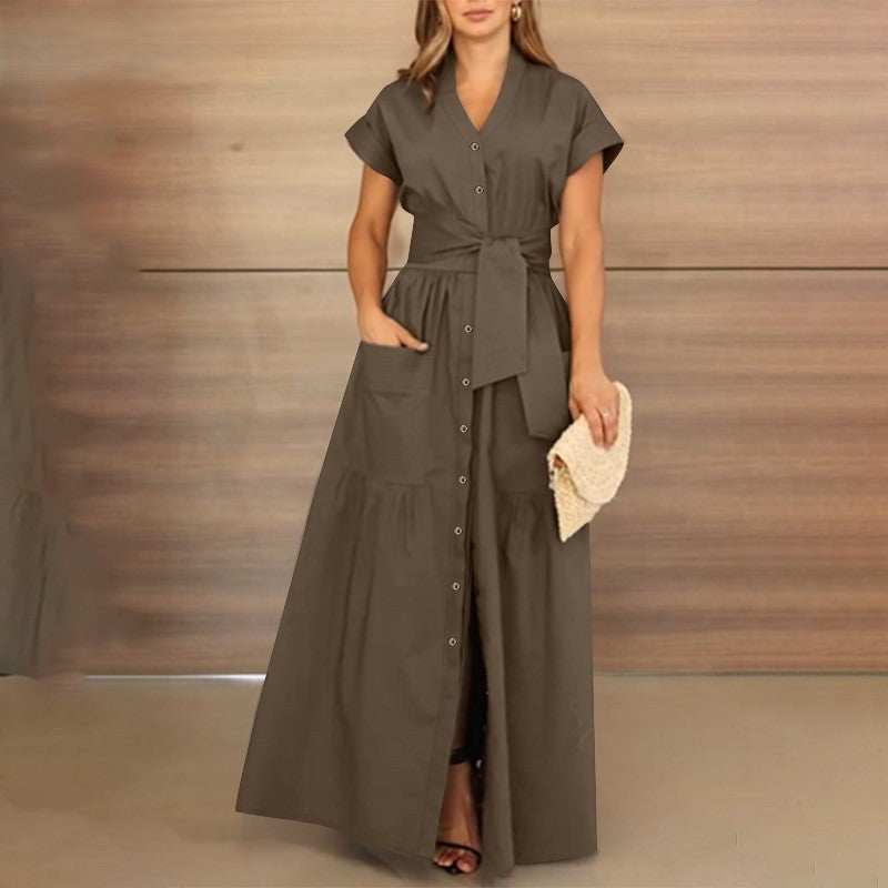 Levoire | Robe Maxi Élégante Avec Ceinture Braun