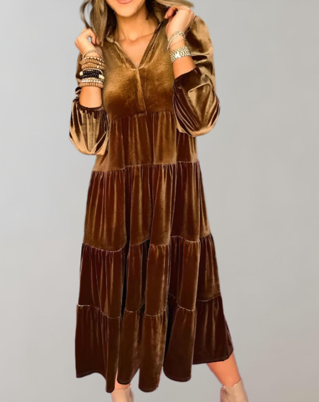 Levoire | Robe En Velours À Encolure En V Braun