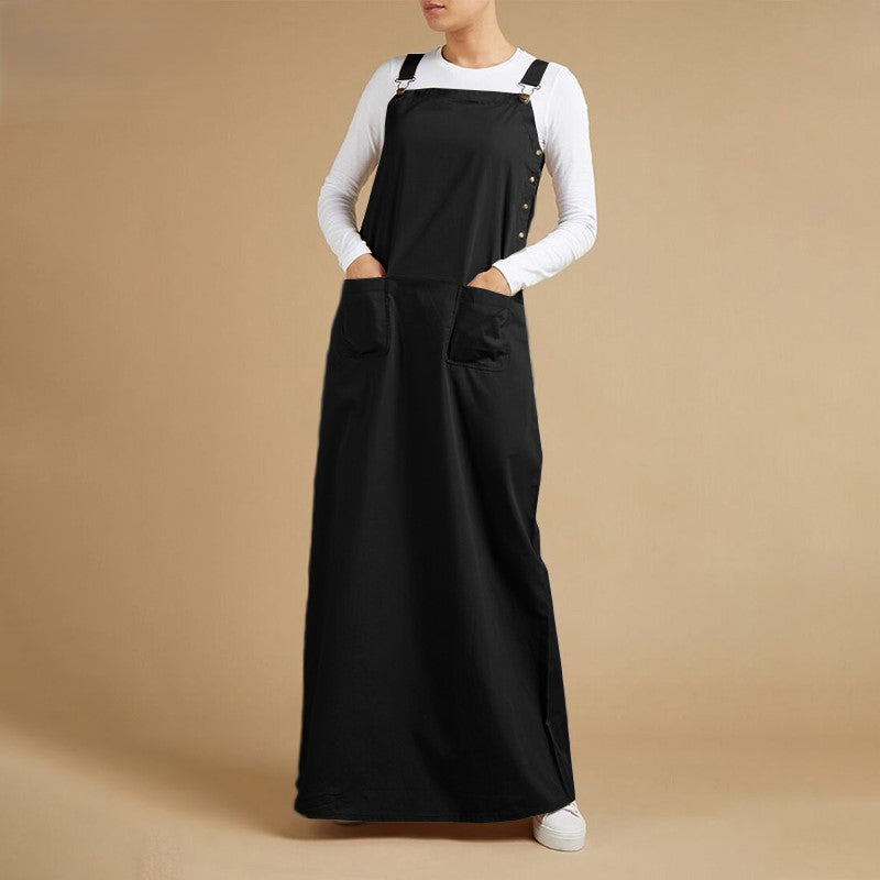 Levoire | Robe Maxi De Jardin Élégante Avec Bretelles Réglables Noir