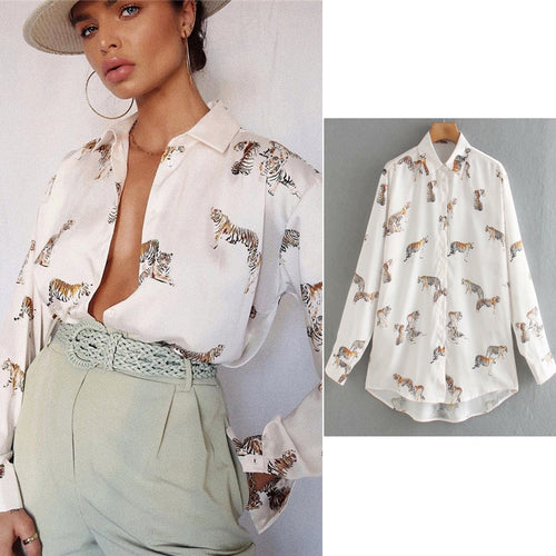Levoire | Blouse En Satin Imprimée - Une Élégante Blouse En Satin Pour Femmes