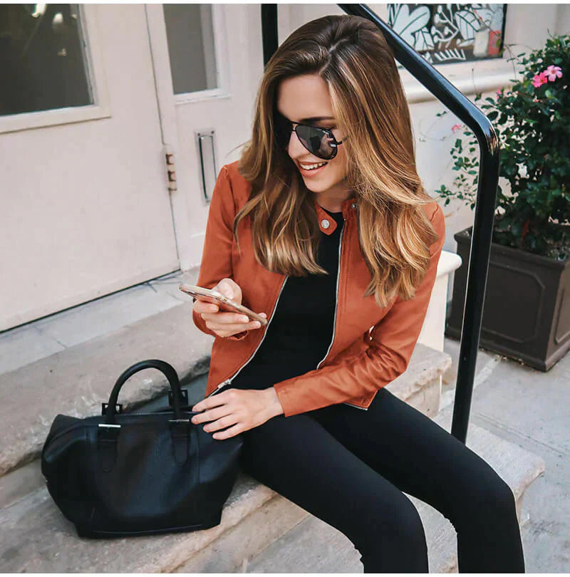 Levoire | Veste En Cuir Slim Avec Fermeture Éclair Pour Femmes