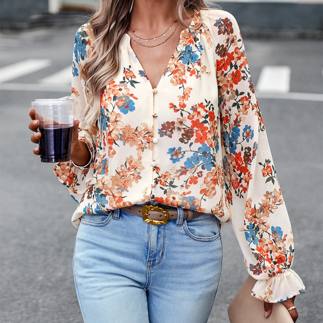 Levoire | Chemise À Boutons Florale Abricot
