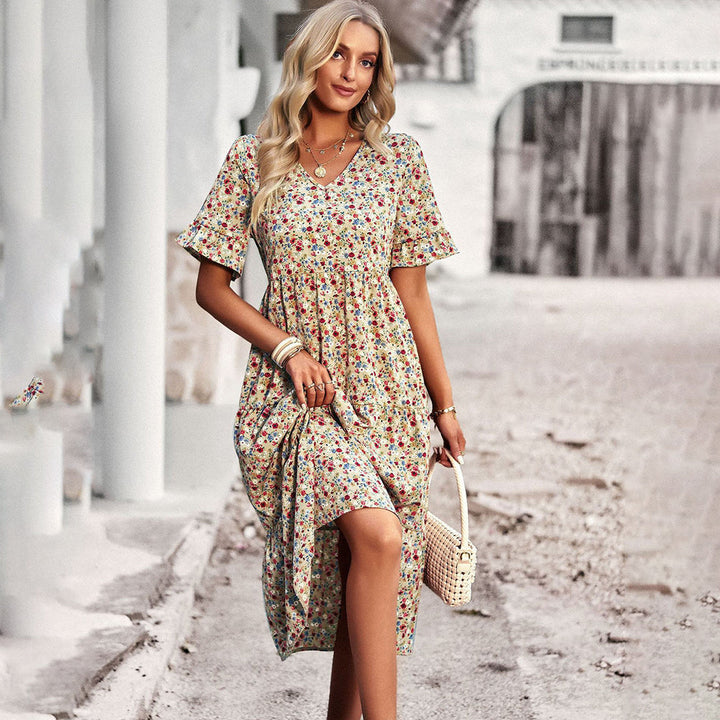 Levoire | Robe Midi À Fleurs Abricot