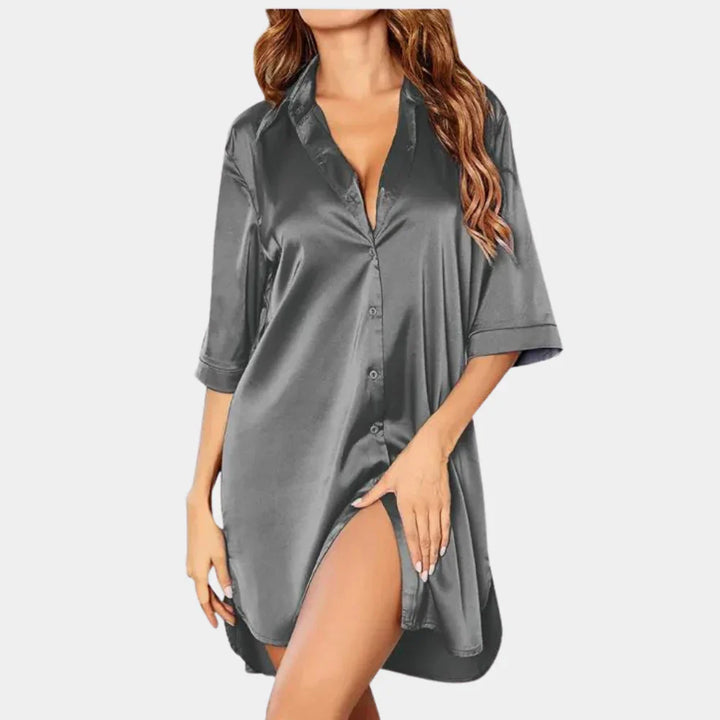 Levoire | Robe De Nuit En Satin Pour Femmes Gris