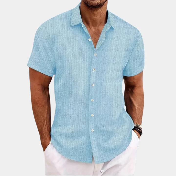 Levoire | Chemise Pour Hommes En Mélange De Lin Bleu clair
