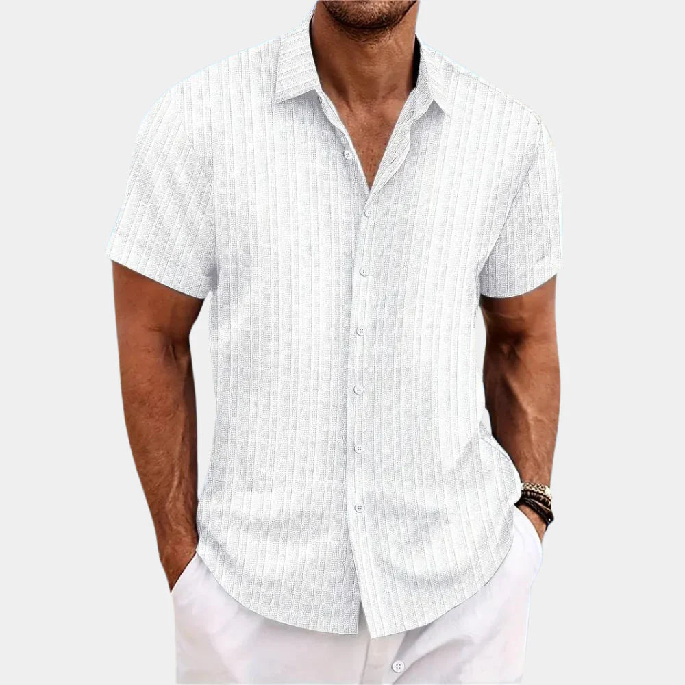Levoire | Chemise Pour Hommes En Mélange De Lin Blanc