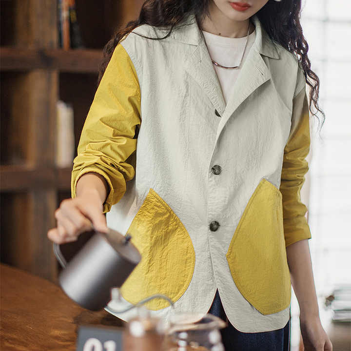 Levoire | Veste En Patchwork Vintage Avec Poches Asymétriques
