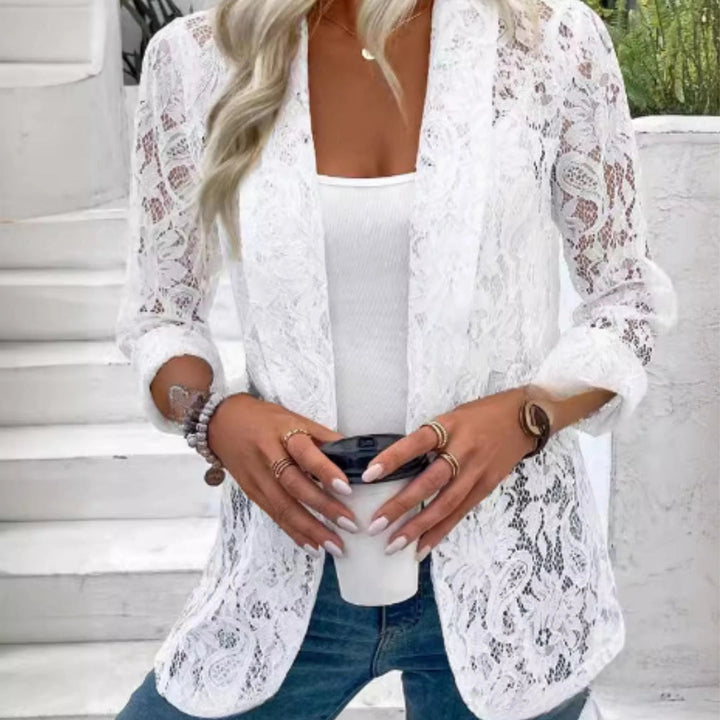 Levoire | Élégant Blazer En Dentelle À Manches Longues Blanc