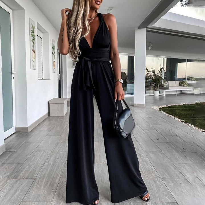 Levoire | Pantalons à jambe large avec croisé ouvert dans le dos en haut Noir