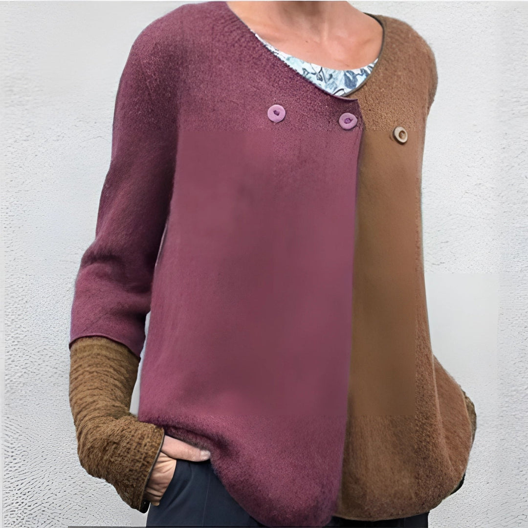 Levoire | Pull en tricot bicolore à manches longues Braun